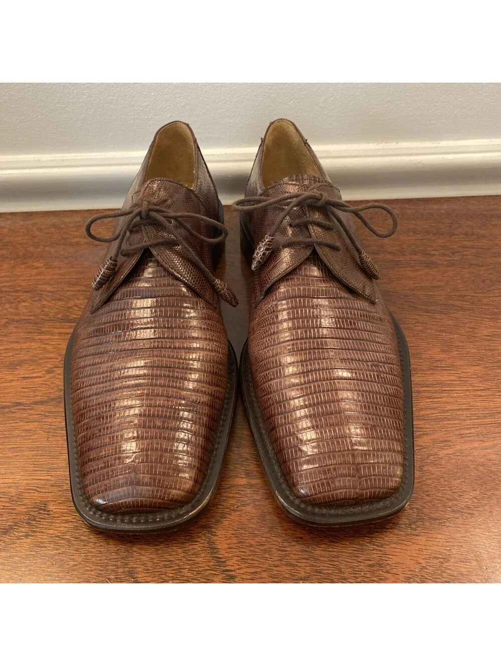 Mezlan Genuine Lizard Luxury Platinum Calvello Brown Men’s Size 9M Made In Spain